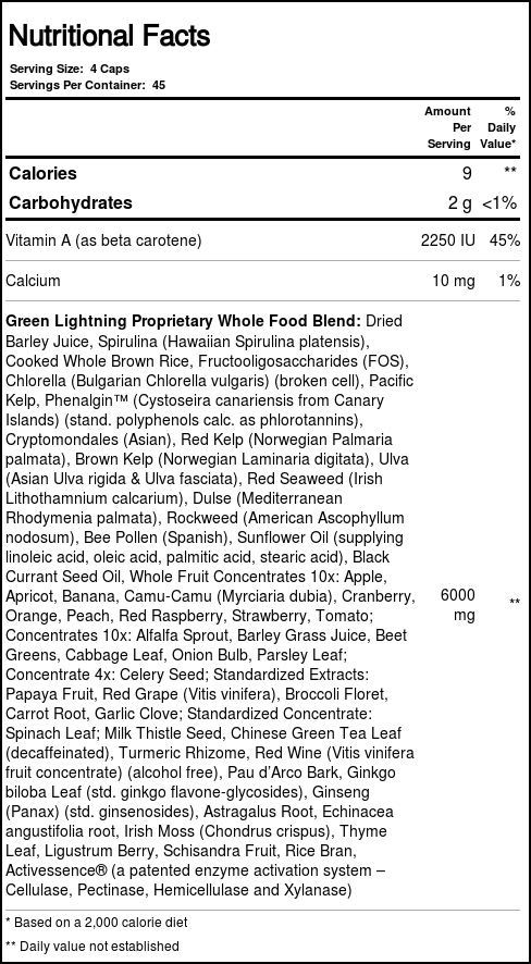 Nature's Plus Green Lightning - Concentrado de Alimentos Integrais - 180 Cápsulas Vegetarianas - Imagem 3
