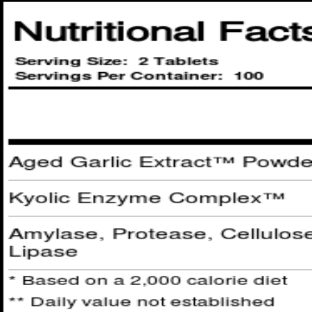 Kyolic Fórmula de Alho Digestivo com Enzimas - Vegetariano 200 Tabletes - Imagem 3