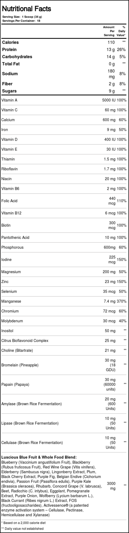 Nature's Plus, Proteína Vegetal Fruitein®, Luscious Frutas Azuis - 576 g (1.3 lbs) - Image 4