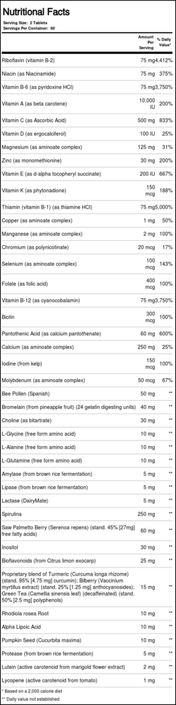 Nature's Plus Fonte de Vida para Homens (Sem Ferro) - 120 Comprimidos - Imagem 2