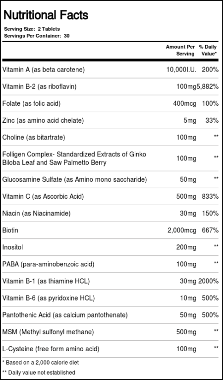 Nature's Plus, Ultra Hair® com MSM - 60 Tabletes - Image 4