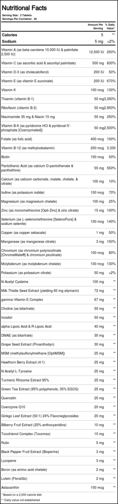 Source Naturals Life Force Multiple: Multivitamínico Completo para Vitalidade e Bem-Estar Diário - 90 Comprimidos - Imagem 2