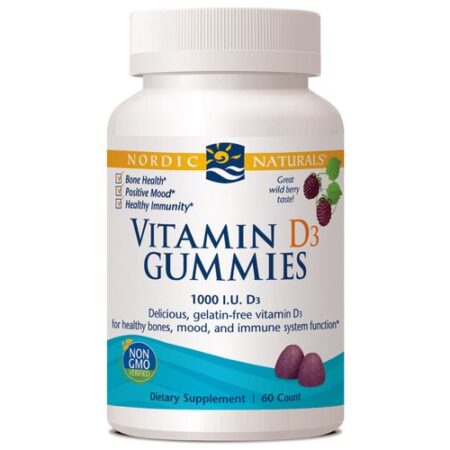 Nordic Naturals, Vitamina D3 1000 UI, Frutas Silvestres - 60 Gomas Mastigáveis