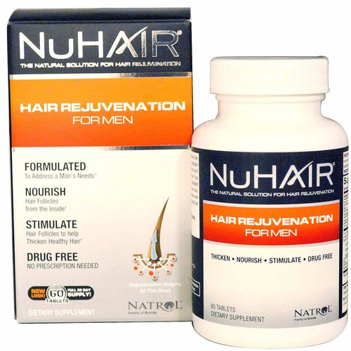 Natrol NuHair Rejuvenescimento Capilar Para Homens - 60 Tabletes