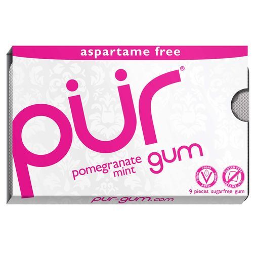 Pur Gum Romã Hortelã - 9 Unidades: Chiclete Sem Açúcar e Vegano para Refrescar o Hálito