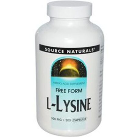 Source Naturals, Forma livre L-lisina 500 mg - 200 Cápsulas