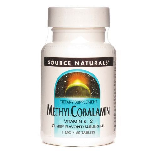 Source Naturals Metilcobalamina Vitamina B12 Cereja 1mg 60 Tabletes - Energia e Bem-Estar