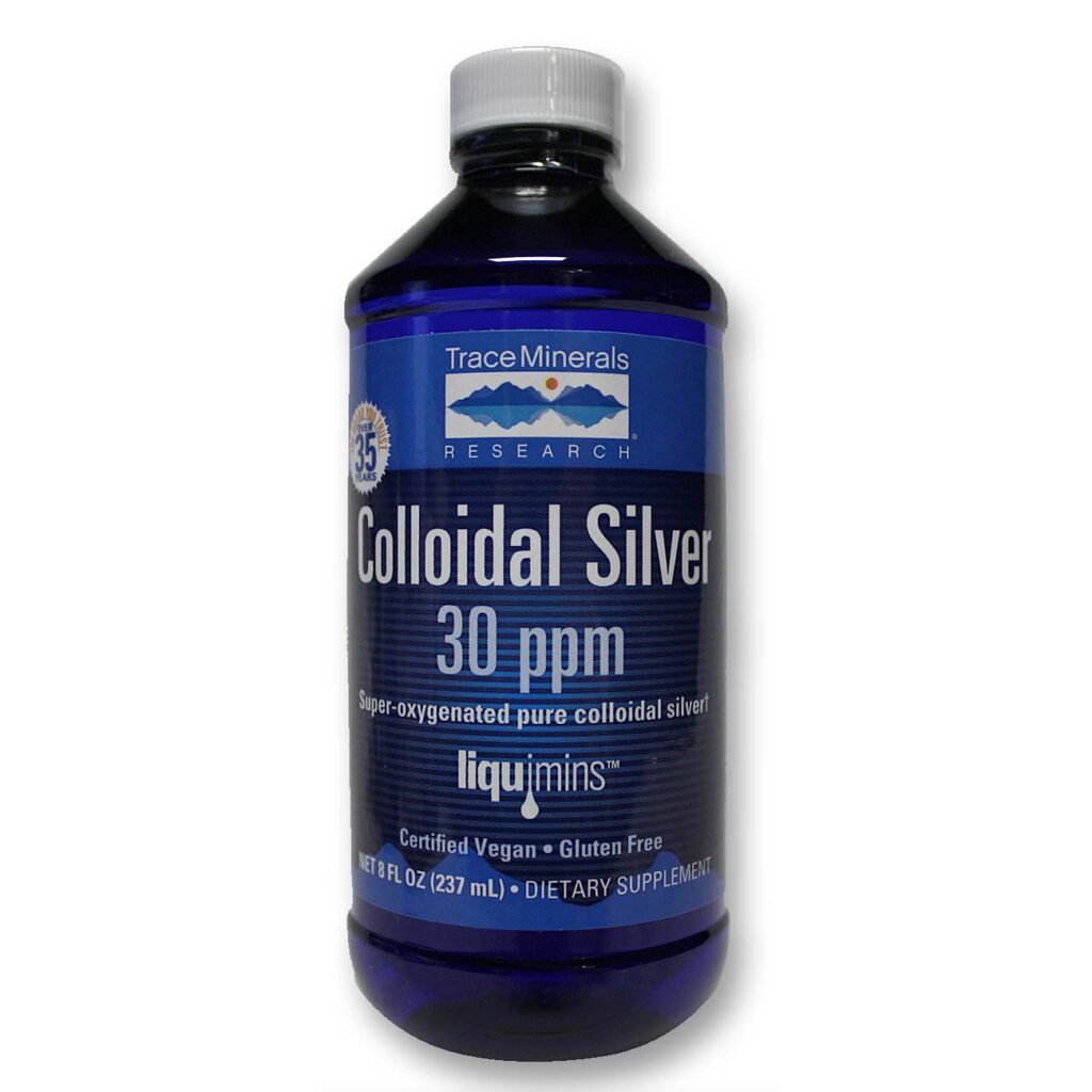 Trace Minerals Research Prata Coloidal 30 ppm 237 ml - Suporte Imunológico e Bem-Estar
