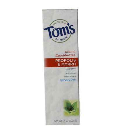 Tom's of Maine, Creme Dental Natural de Própolis e Mirra - Livre de Flúor - 5.5 oz (155,9g)