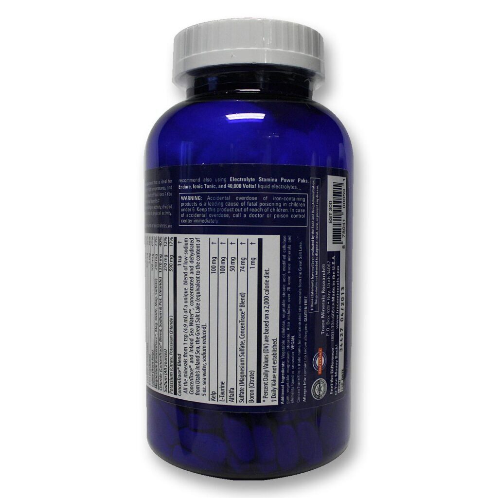 Trace Minerals Research Eletrólito Stamina 300 Tabletes - Energia e Recuperação Muscular - Imagem 3