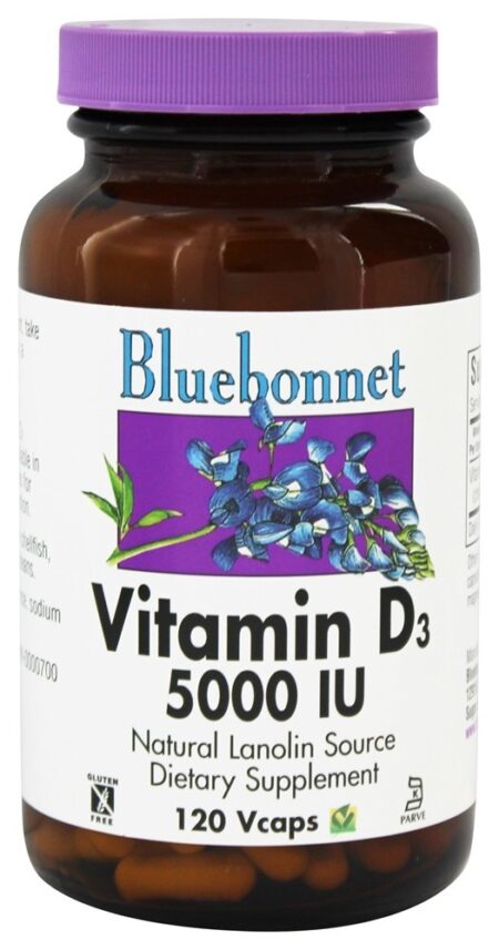 Vitamina D3 5000 UI - Cápsulas vegetarianas 120 Bluebonnet Nutrition