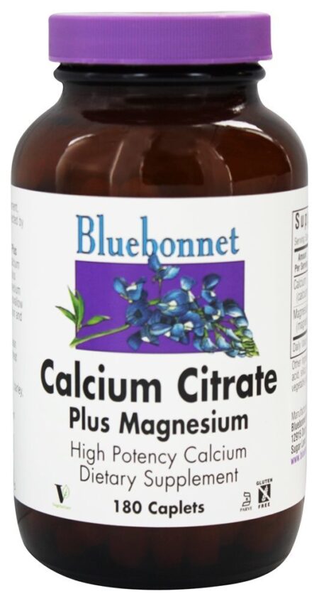 Citrato de cálcio mais alta potência de magnésio - 180 Cápsulas Bluebonnet Nutrition