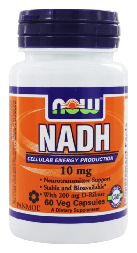 NADH com 200 mg de D-Ribose 10 mg. - Cápsulas vegetarianas 60 NOW Foods