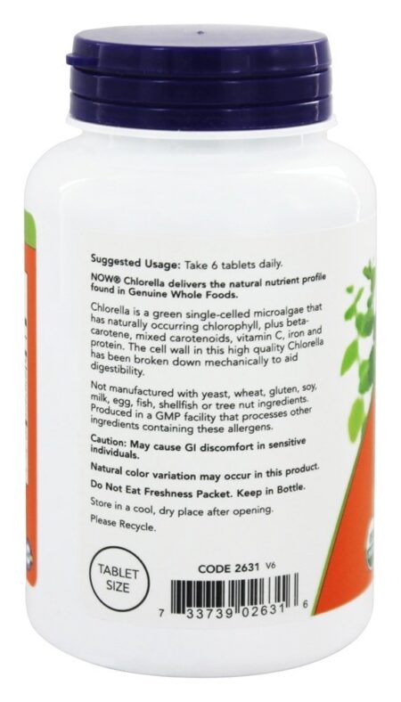 Chlorella Orgânica 500 mg. - 200 Tablets NOW Foods - Image 3