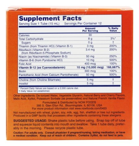 Tiros Líquido B12 Energia Impulsionar Tiros Misto Baga 10000 mcg. - 12 Frasco (s) NOW Foods - Image 2