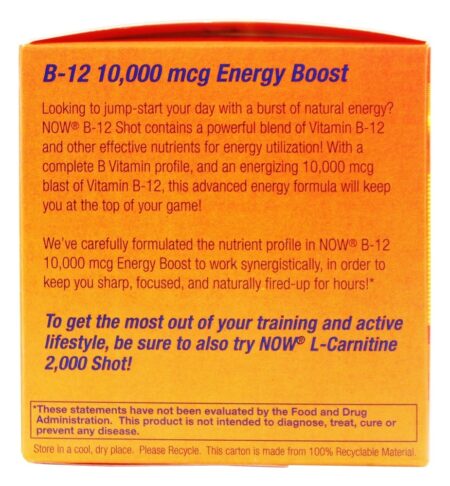 Tiros Líquido B12 Energia Impulsionar Tiros Misto Baga 10000 mcg. - 12 Frasco (s) NOW Foods - Image 3