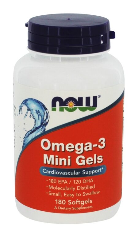 Omega - 3 Mini géis 180 EPA / 120 DHA - 180 Softgels NOW Foods