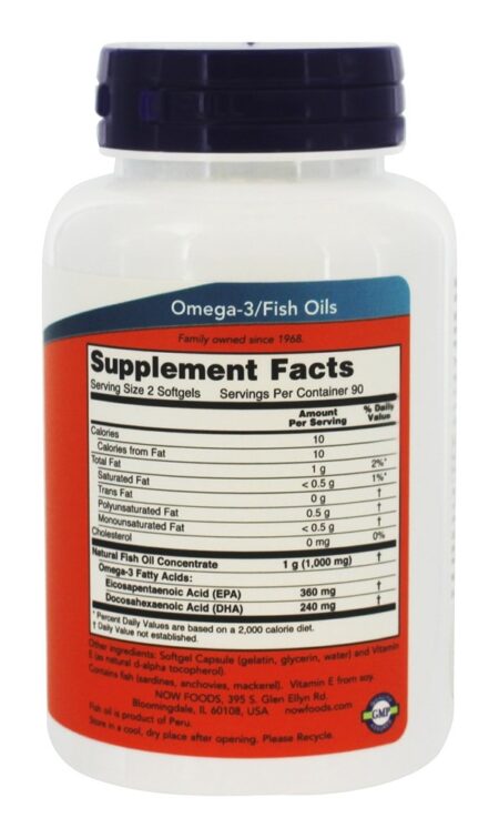 Omega - 3 Mini géis 180 EPA / 120 DHA - 180 Softgels NOW Foods - Image 2