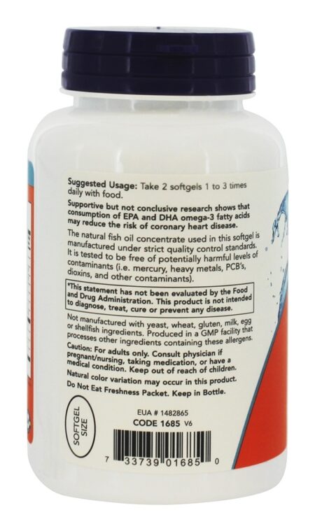 Omega - 3 Mini géis 180 EPA / 120 DHA - 180 Softgels NOW Foods - Image 3