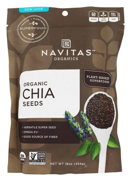 Sementes de Chia cru certificadas orgânicas - 16 oz. Navitas Organics