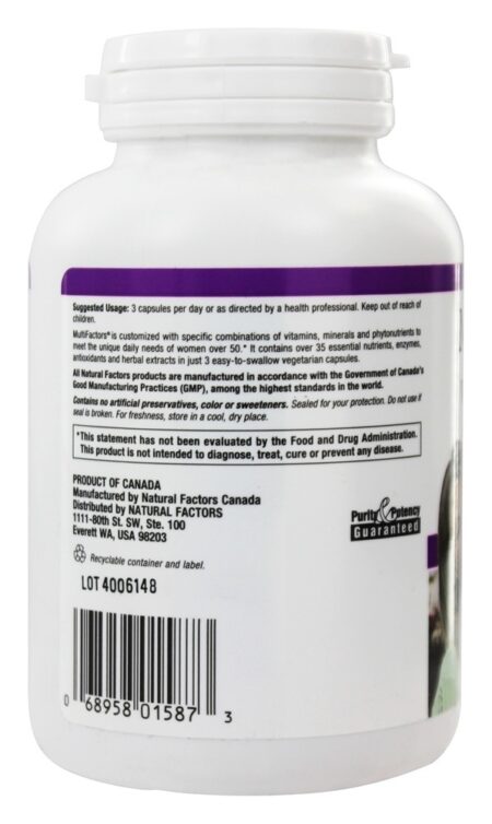 MultiFactors Feminino 50 + - Cápsulas vegetarianas 90 Natural Factors - Image 3