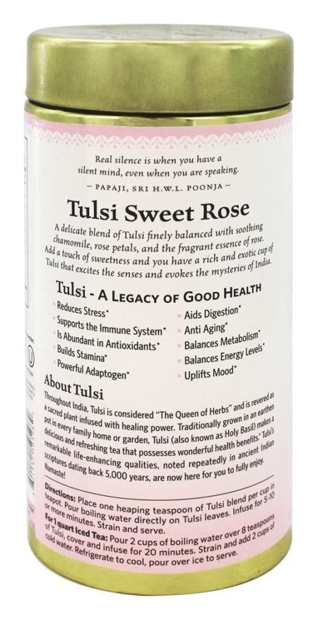 Tulsi Solto Folha Chá Doce Rosa - 3.5 oz. Organic India - Image 3