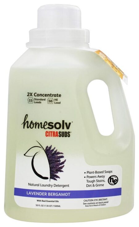 Casa Solv Citrasud 2x Concentrar Líquido Lavanderia Detergente 35-50 Cargas Lavanda Bergamota - 50 fl. oz. Citra Solv