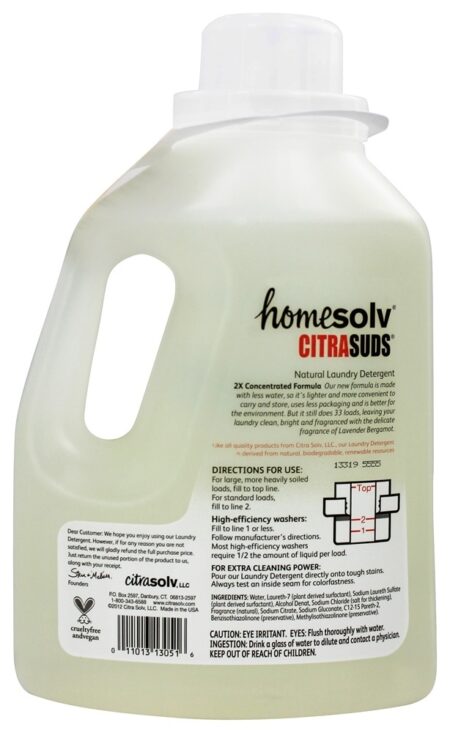 Casa Solv Citrasud 2x Concentrar Líquido Lavanderia Detergente 35-50 Cargas Lavanda Bergamota - 50 fl. oz. Citra Solv - Image 2