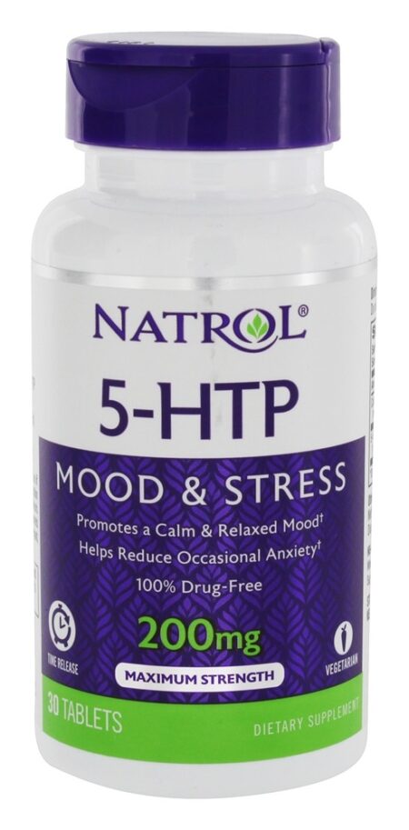 5-HTP Suporte para Humor & Estresse com Liberação Programada Potência Máxima 200 mg. - 30 Tablets Natrol