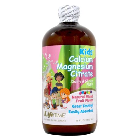 Citrato de Magnésio Cálcio Magnesium Natural Sabor Misturado de Frutas - 16 fl. oz. LifeTime Vitamins