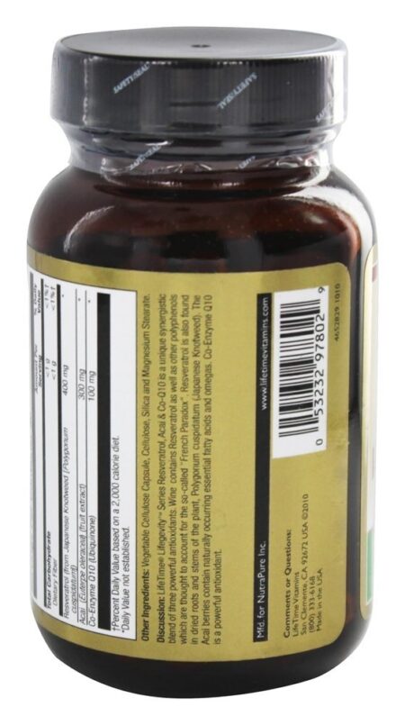 Resveratrol Açaí & Co-Q10 - Cápsulas vegetarianas 60 LifeTime Vitamins - Image 3