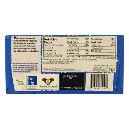 Barra De Chocolate Escuro Peppermint - 3.2 oz. Chocolove - Image 2