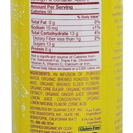 Elação Orgânica de Erva-Mate de Limão - 15.5 fl. oz. Guayaki - Imagem 2