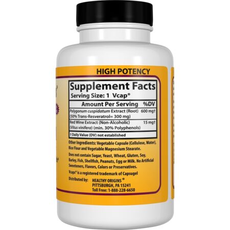 Resveratrol com Extrato de Vinho Tinto 300 mg. - Cápsulas vegetarianas 150 Healthy Origins - Imagem 2