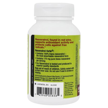 Alta potência do Resveratrol Forte 175 mg . - 60 Softgels Nature's Way - Image 3