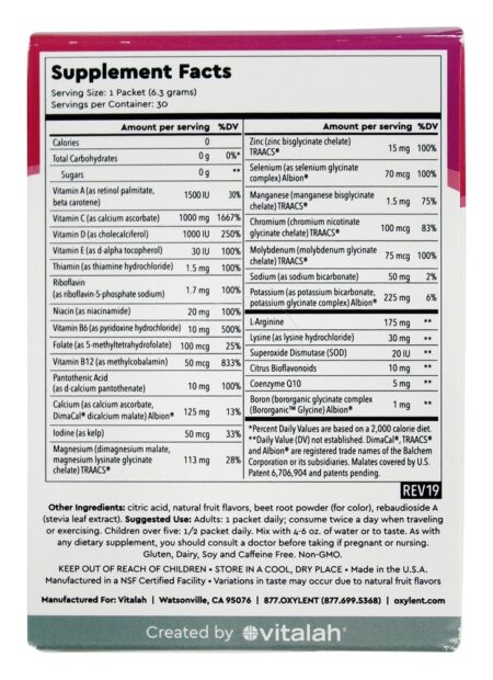 5-em-1 Suplemento Multivitamínico Sabor Frutas Espumantes - 30 Pacotes (s) Oxylent - Image 2