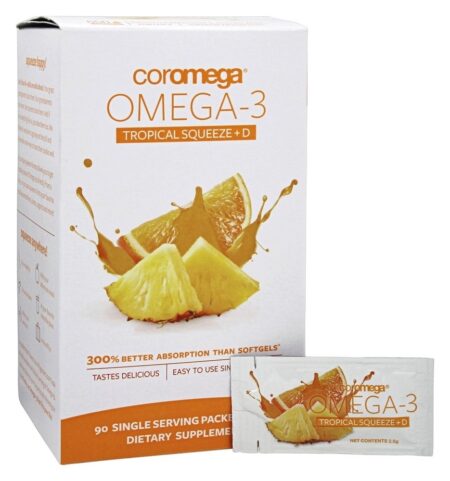 Omega - 3 Squeeze tropical + D - 90 Pacotes (s) Coromega