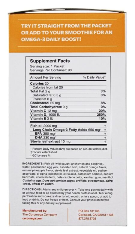 Omega - 3 Squeeze tropical + D - 90 Pacotes (s) Coromega - Image 3