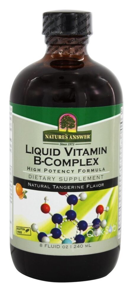 Complexo de Vitamina B Líquida Fórmula de Alta Potência Sabor Tangerina - 8 fl. oz. Nature's Answer