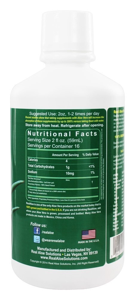 Suco Orgânico Real Aloe Vera - 32 fl. oz. Real Aloe - Imagem 2
