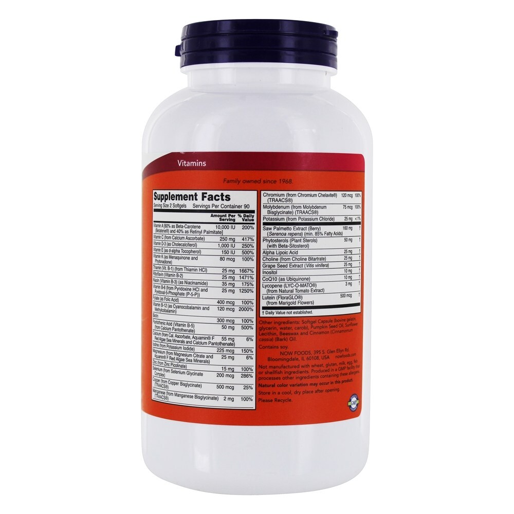 ADAM Multivitamínico Para Homens - 180 Softgels NOW Foods - Imagem 2