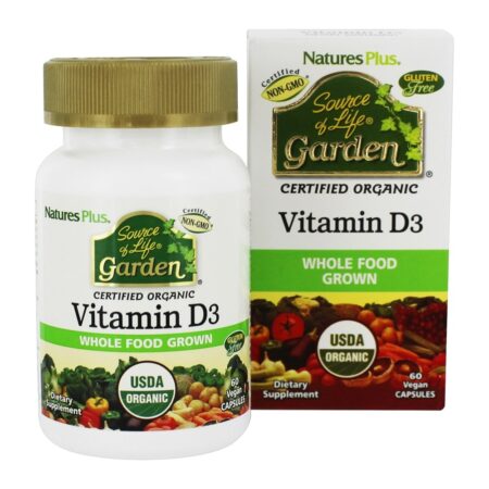 Source Of Life Garden Vitamina D3 Orgânica 5000 UI - 60 Tampas veganas Natures Plus