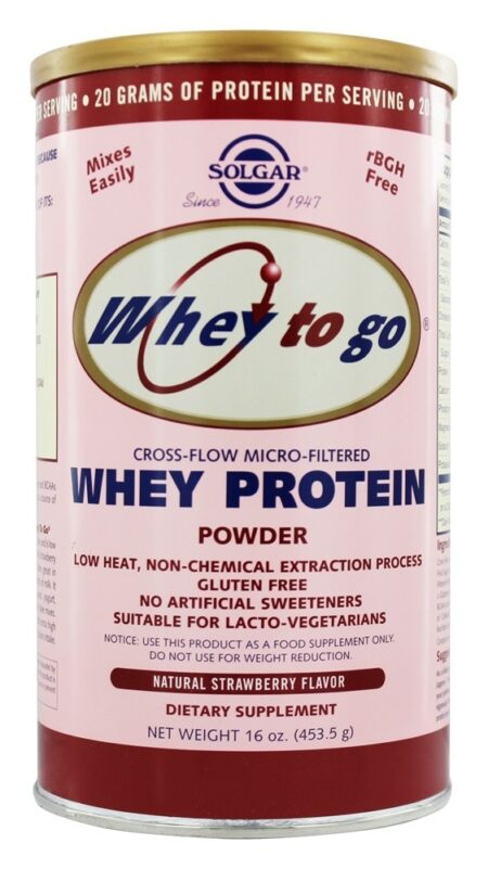 Whey To Go Proteína Em Pó Morango Natural - 16 oz. Solgar