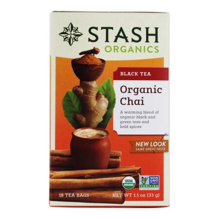 Chá Preto Chai Orgânico - 18 Saquinhos de Chá Stash Tea