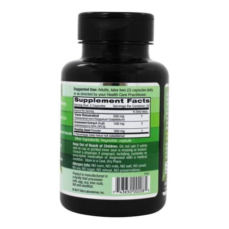 Respiratrol Trans-Resveratrol Hi-Potência Padronizada 250 mg. - 60 Cápsulas Vegetarianas Anteriormente FruitrientsXEmerald Labs - Image 2