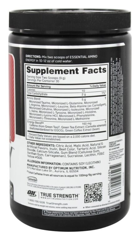 AmiN.O Essencial. Fusão de Frutas Energéticas - 9.5 oz. Optimum Nutrition - Image 2