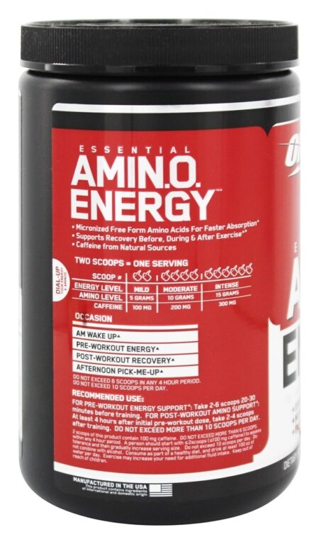 AmiN.O Essencial. Fusão de Frutas Energéticas - 9.5 oz. Optimum Nutrition - Image 3