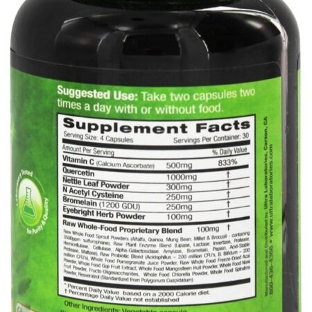 Alergia Saúde Raw Whole Food-Based Formula - Cápsulas vegetarianas 120 Emerald Labs - Imagem 2