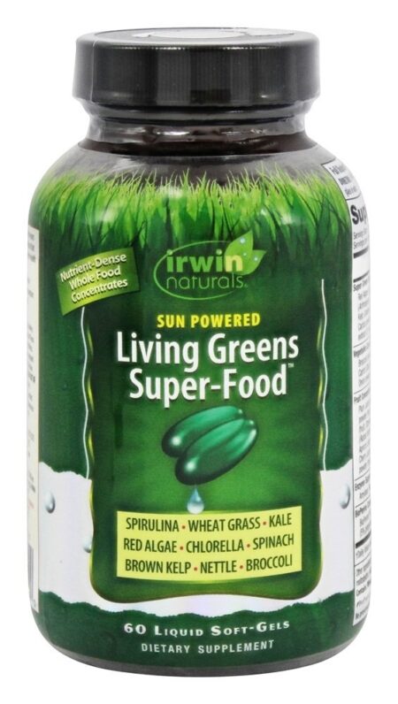 Sun Powered Living Greens SuperAlimento - 60 Cápsulas Antigamente Verdes Densos em Nutrientes e Verdes Energia Fito-Alimentar Irwin Naturals