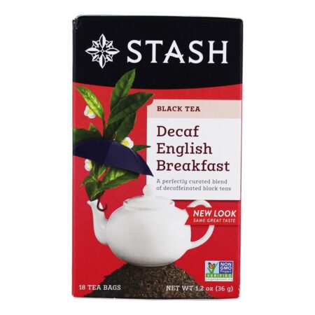 Café da manhã inglês descafeinado Black Tea - 18 Saquinhos de Chá Stash Tea